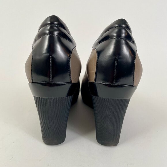Geox Respira Spectator Pump Wedge Heels, Black/Tan Leather, Size 9.5 - Picture 3 of 10